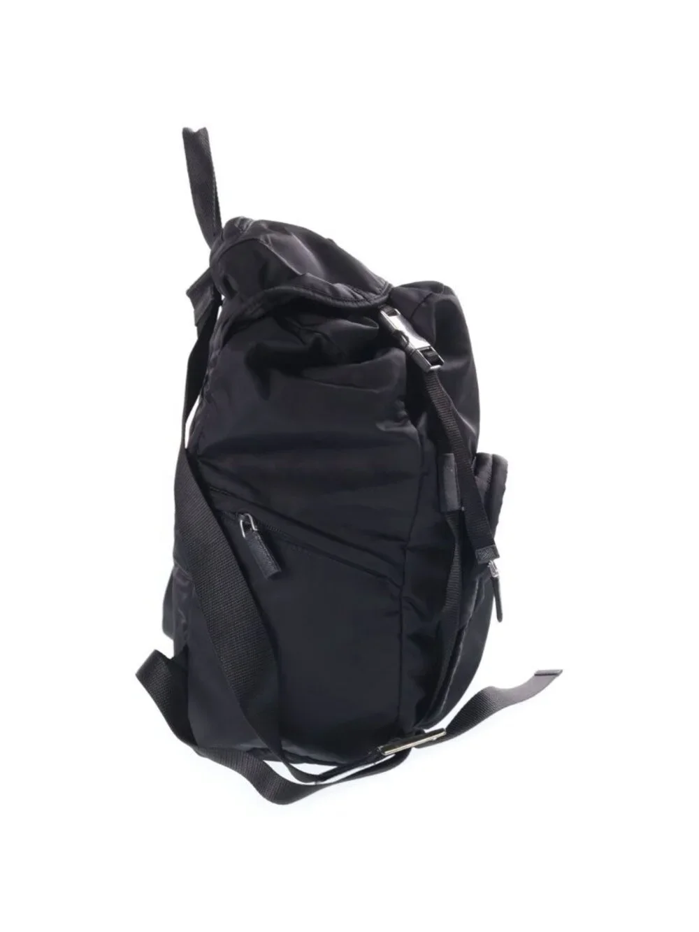 Prada Re-Nylon Backpack Black Nylon Leather Silver